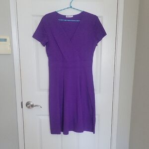 Purple V-neck A-line Mini Dress for Work